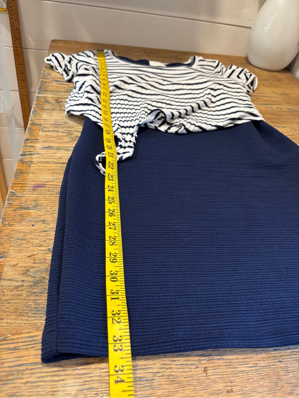 ANNIE 50 Navy & White Striped Tie Front Dress Size M - Picture 9 of 10